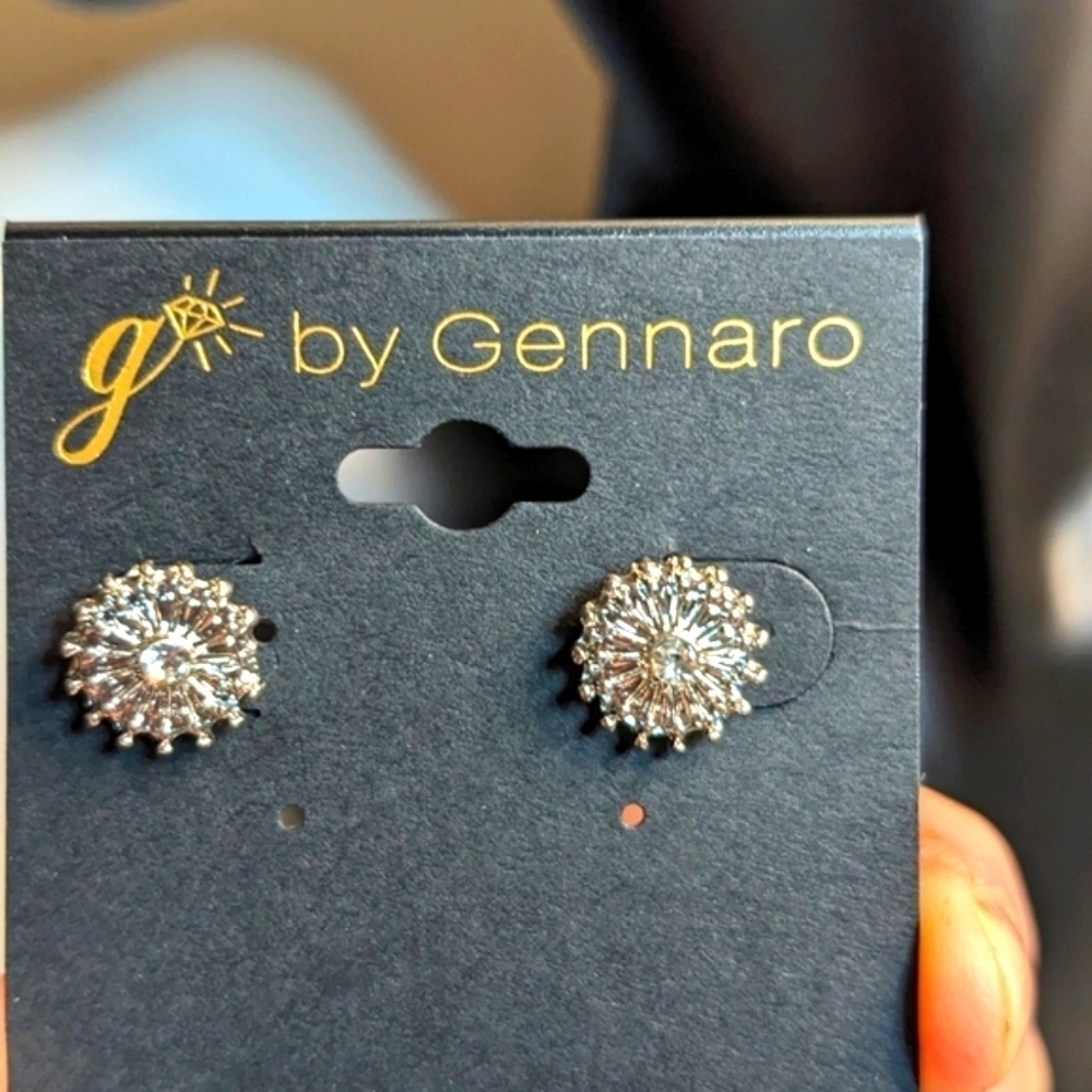 g by Gennaro‎ Silver Tone Crystal Earrings